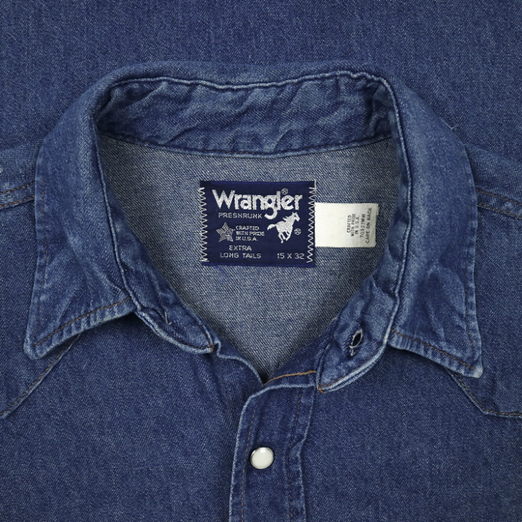 Vintage 80s Wrangler Denim Western Shirt Size M