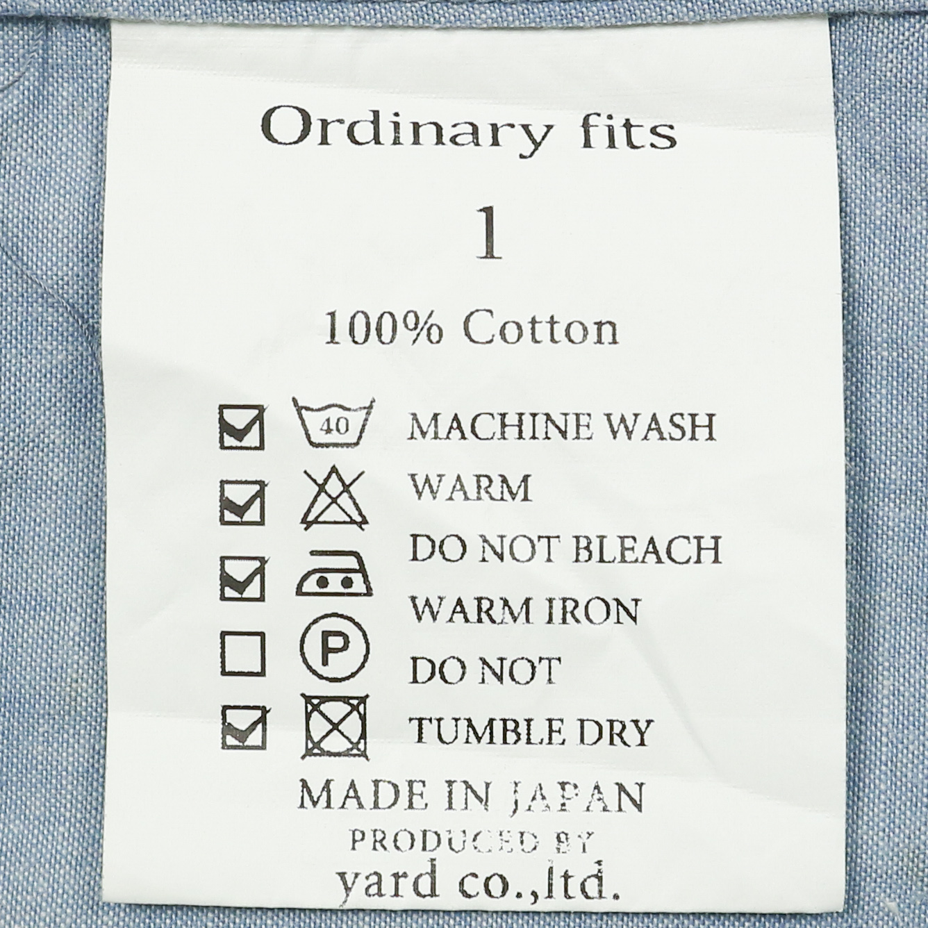 Ordinary Fits Japan Selvedge Chambray Shirt Size S