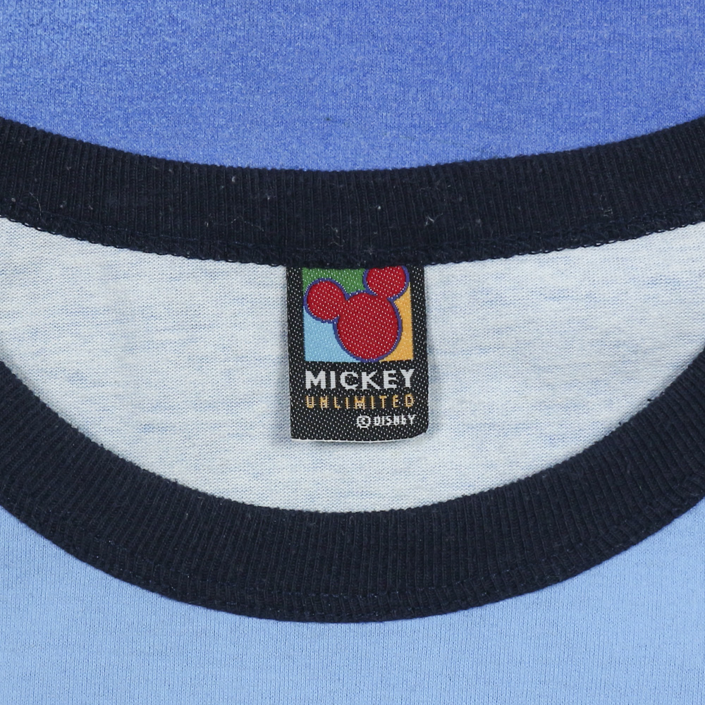 Disney Mickey Over Print Ringer T-Shirt Size L