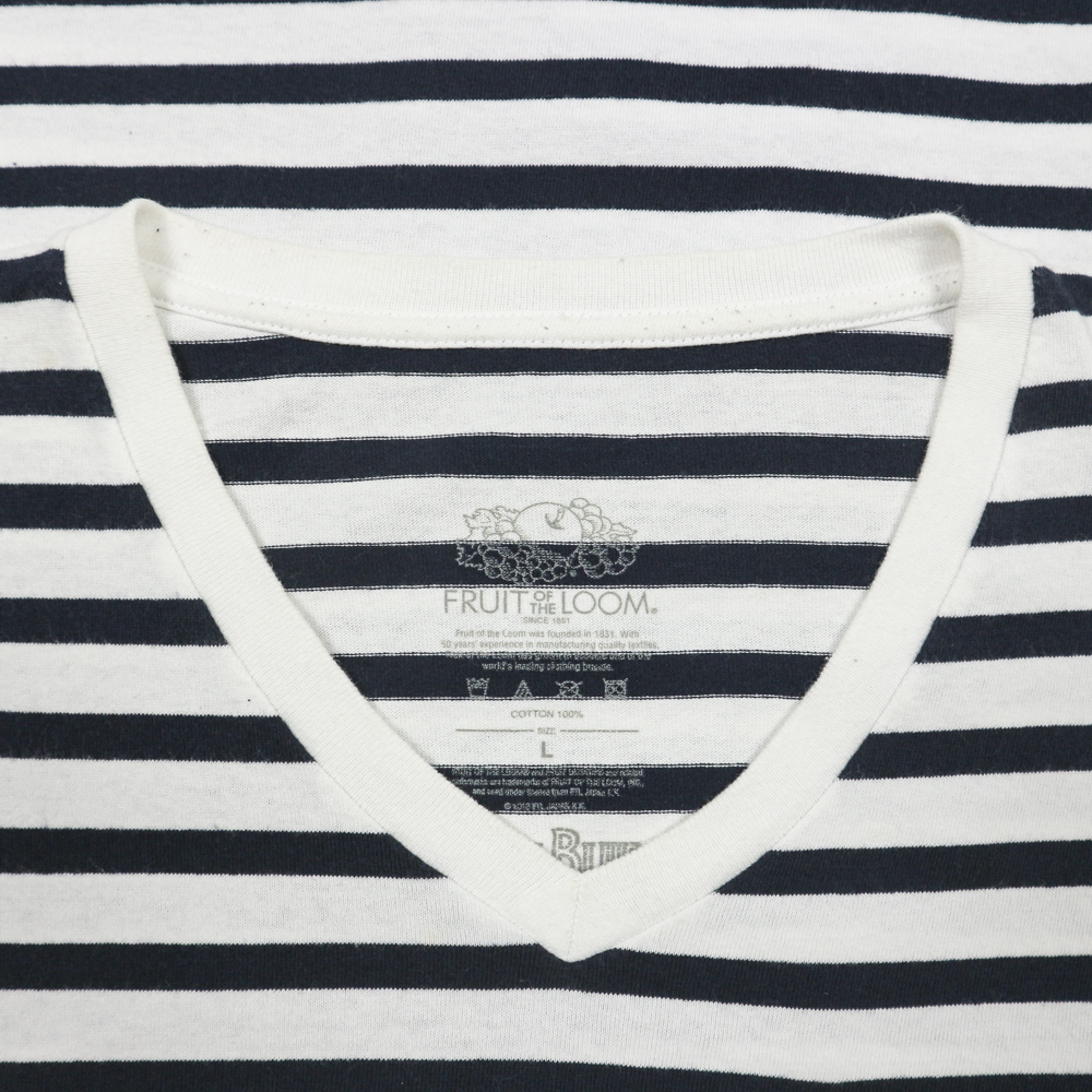 FOTL x Blue Blue Stripe V-neck T-Shirt Size M