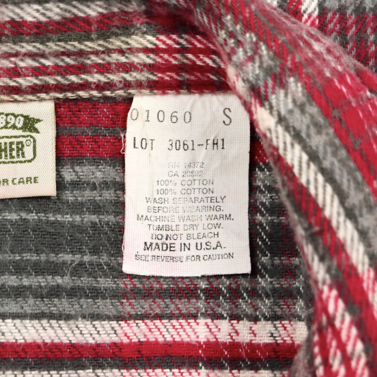 Vtg 80s Five Brother Plaid Flannel Shirt Size S
