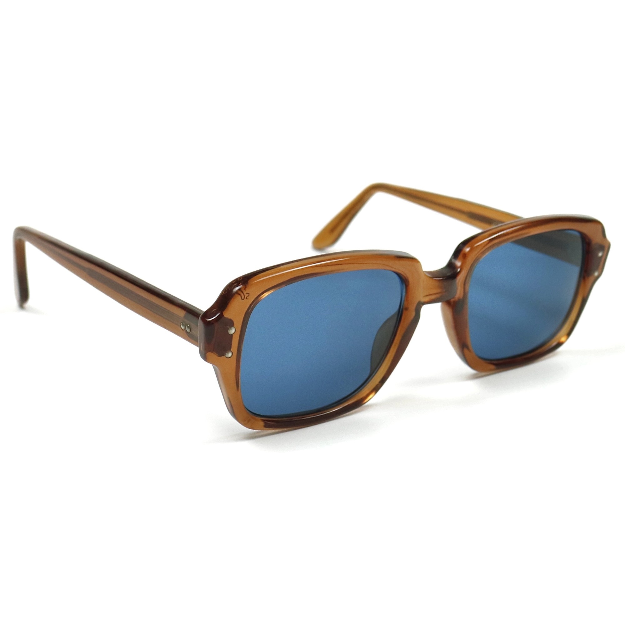 80s U.S. Military Issue Glasses Brown - Blue Lens [50-20]