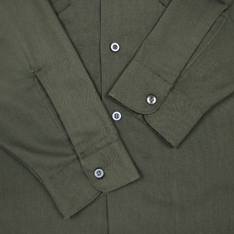 Vintage 70s Sears Perma Prest Olive Shirt Size L