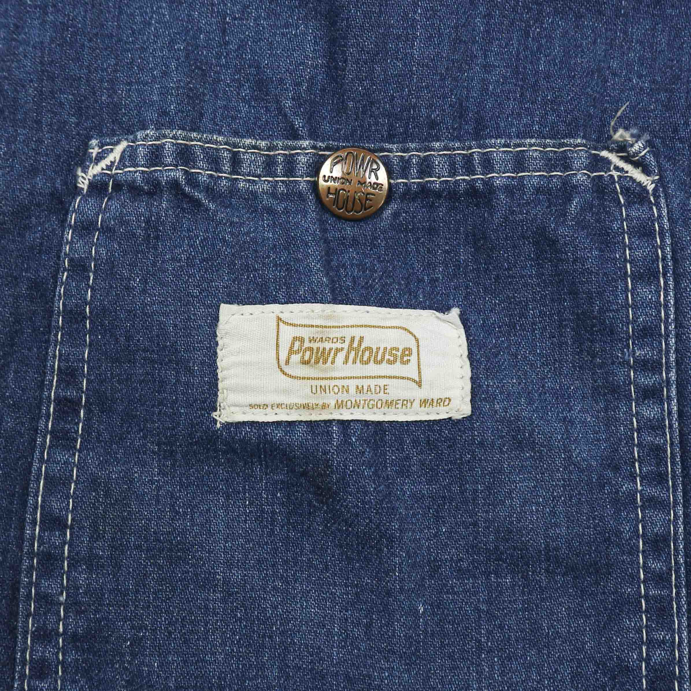 Vtg 60s Powr House Montgomery Ward Blanket-lined Denim Chore Coat Size XL