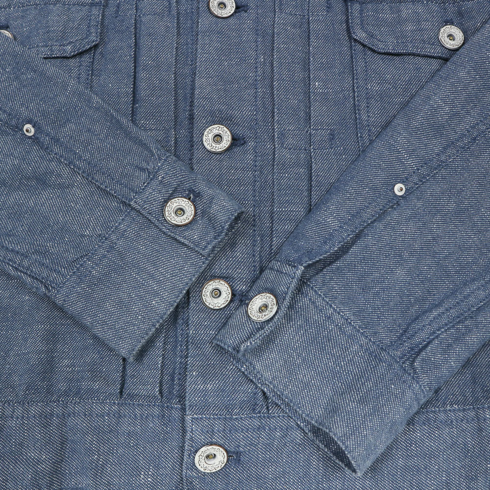 Global Work Cotton Linen Denim Jacket Women Size S