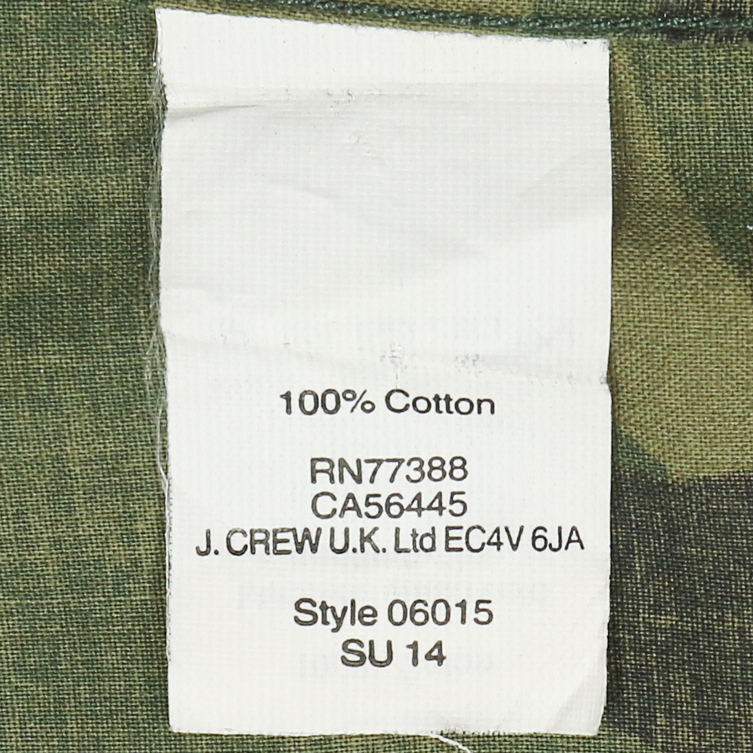 J.Crew Company Camo Work Shirt Size L