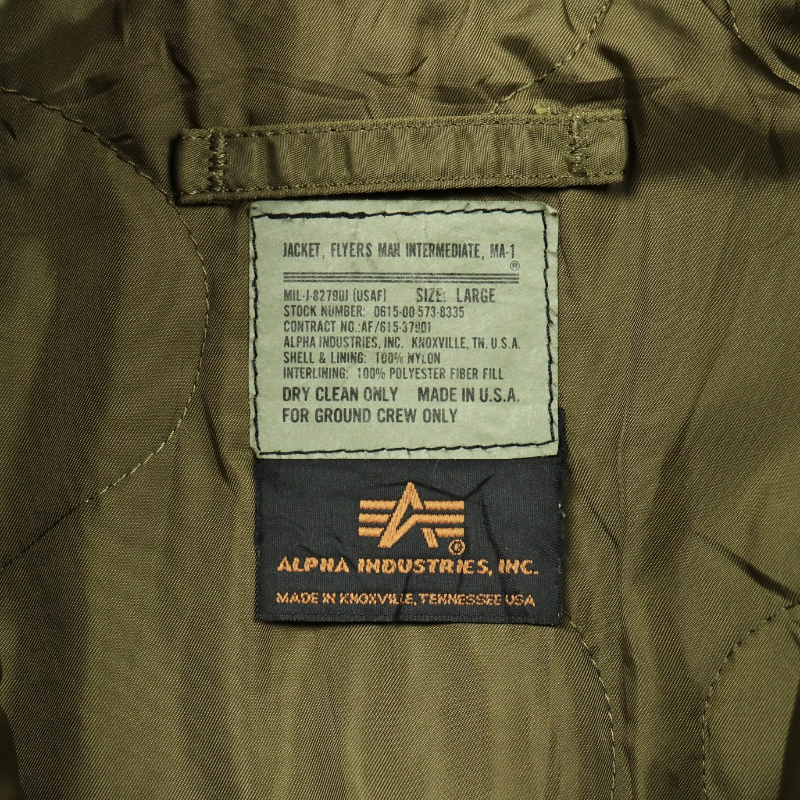 90s Alpha Industries MA-1 Jacket Ground Crew Size L
