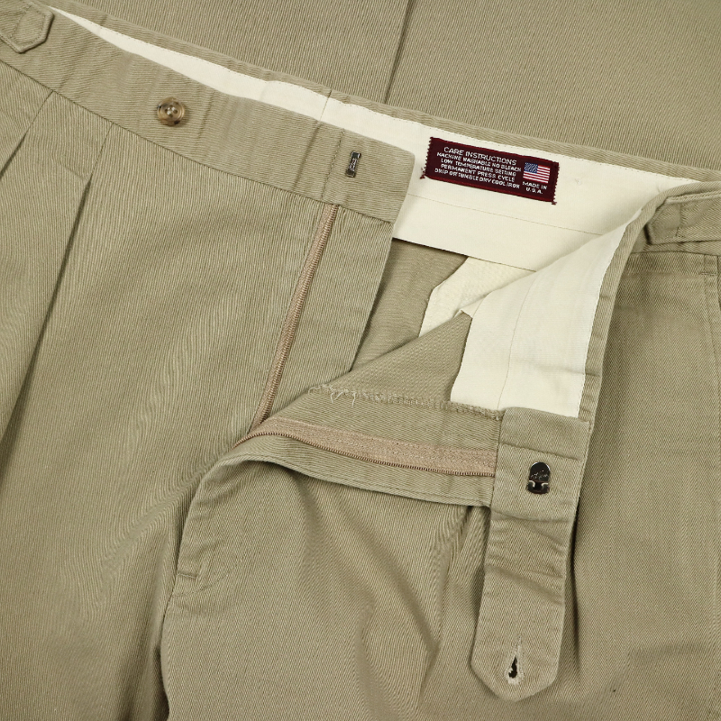 Vtg Made in USA Pleated Khaki Trousers Size 35