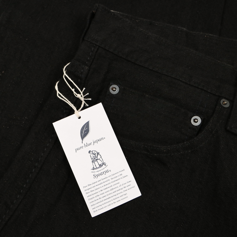 Pure Blue Japan Tea-core Dyed Black Selvedge Jeans TCD-003-BK Size W36