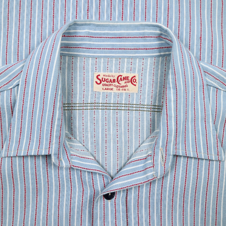 Sugar Cane Japan Short-sleeve Stripe Shirt Size L