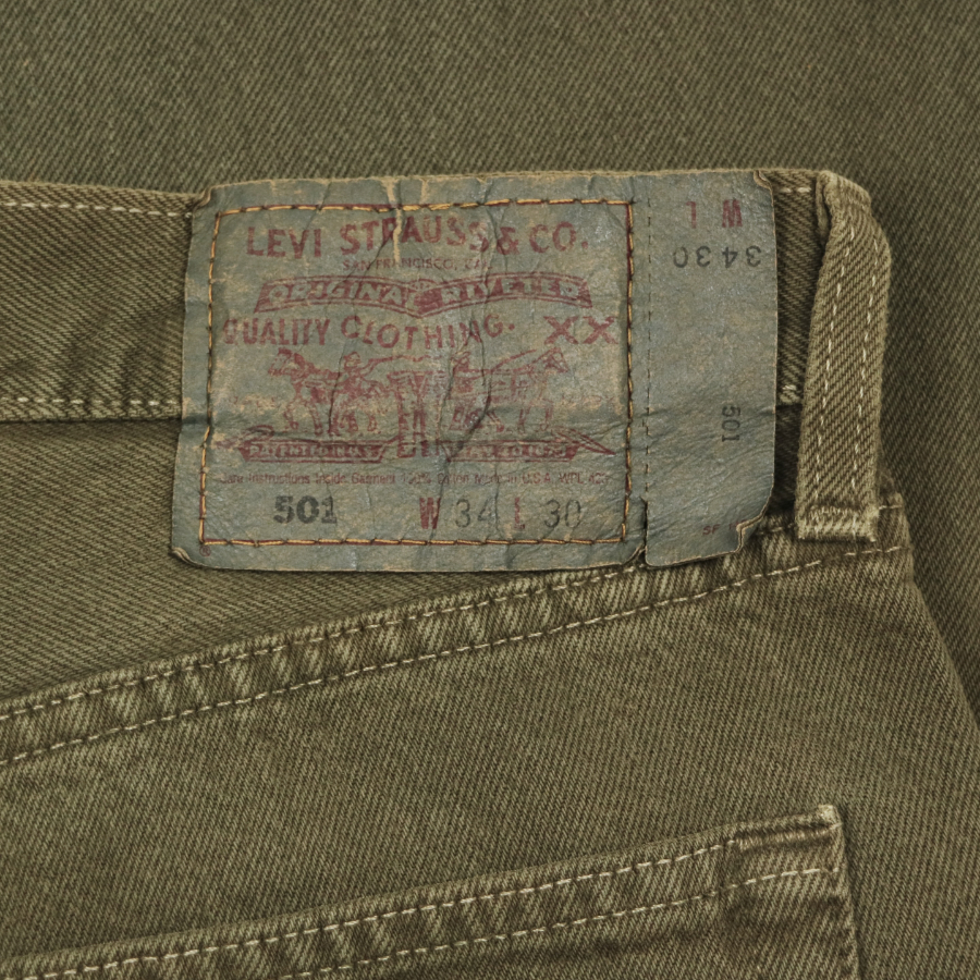 2000s Levi's 501 Olive Dyed Denim Jeans Size 33