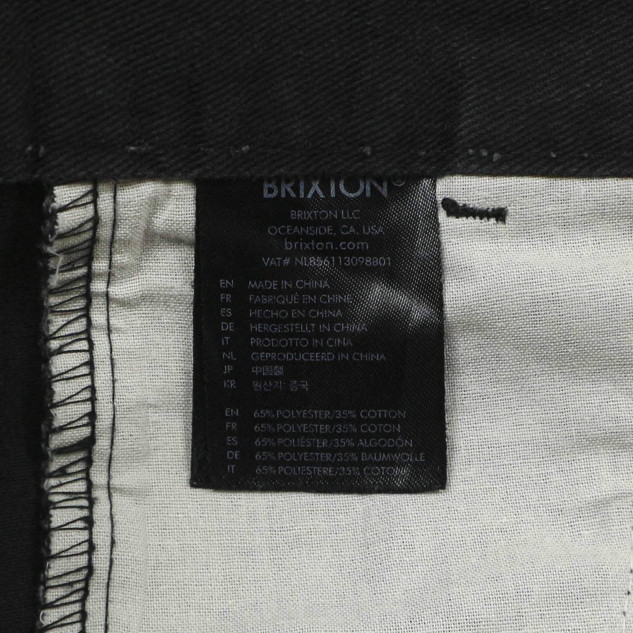 Brixton Relaxed Fit Black Pants Size 31