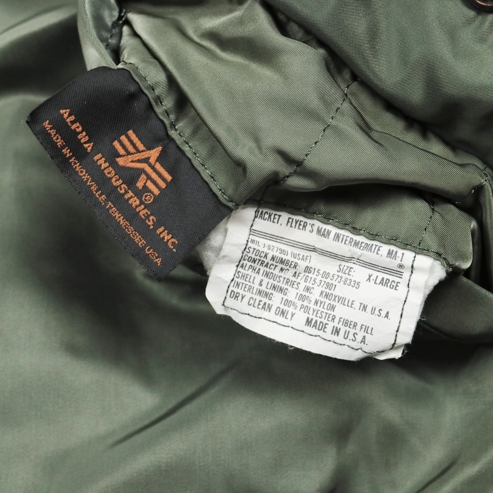 90s Alpha Industries MA-1 Flight Jacket Made in USA Size XL