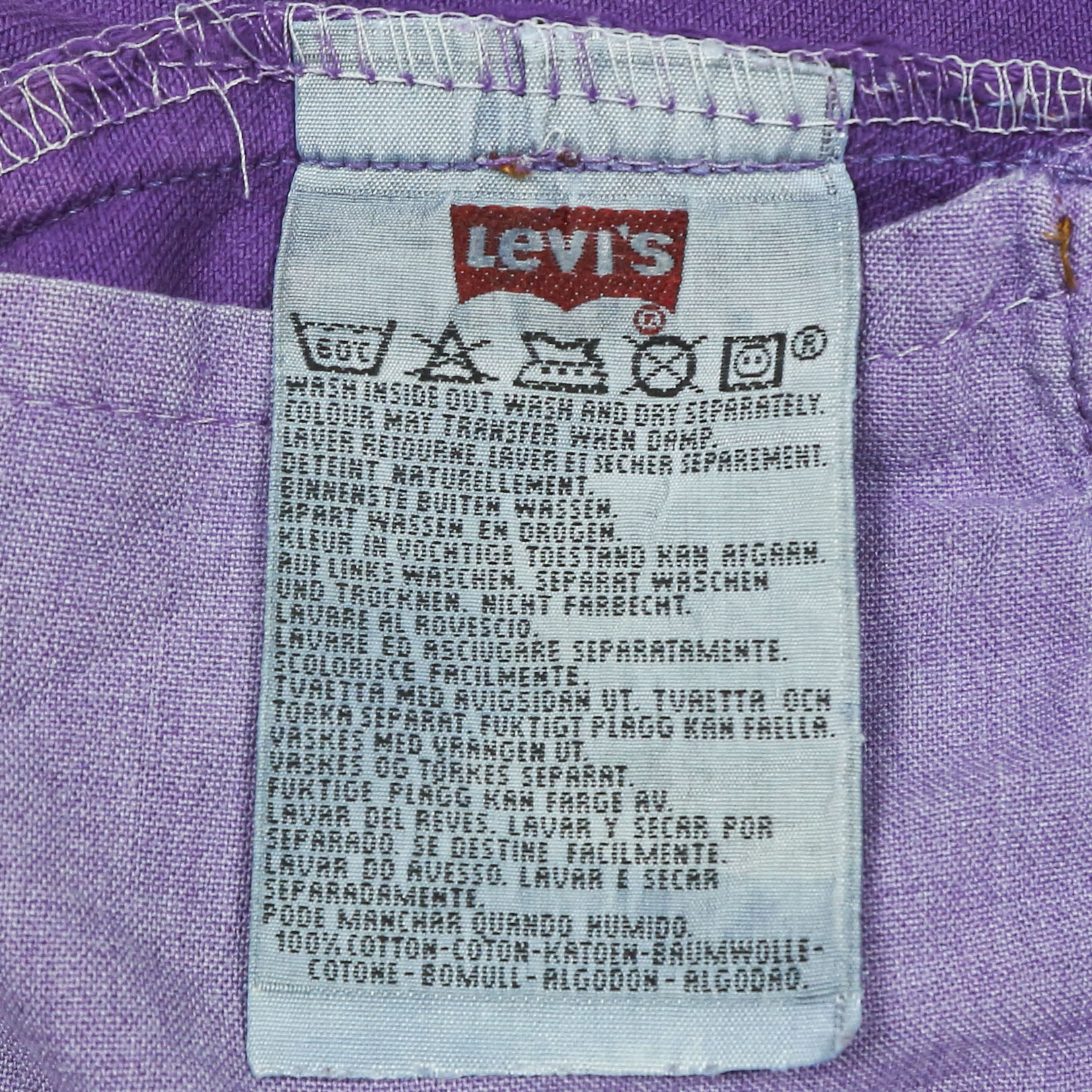 90s Levi's 501 Purple Dye Denim Jeans Size 34