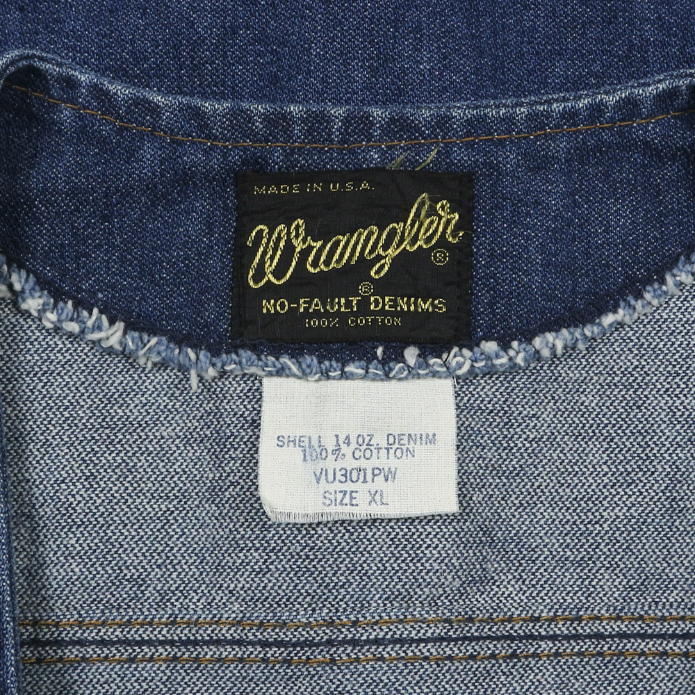 Vtg 80s Wrangler USA Denim Vest Size XL