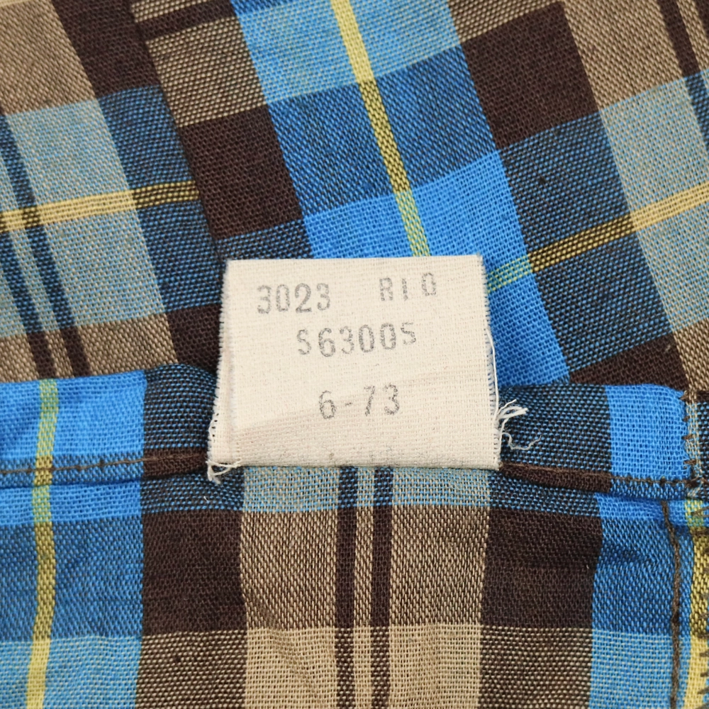 Vintage 70s Arrow Loop Collar Plaid Shirt Size M