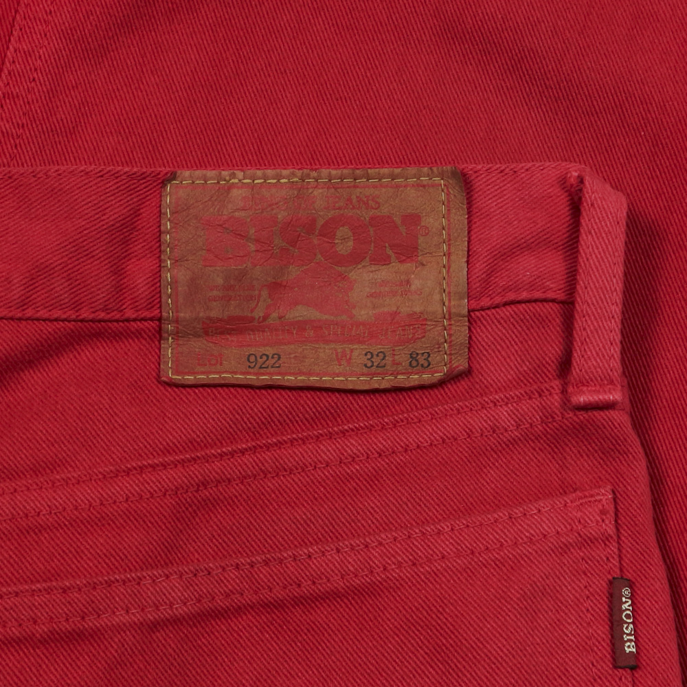 90s Bison Company Japan Red Denim Jeans Size 31