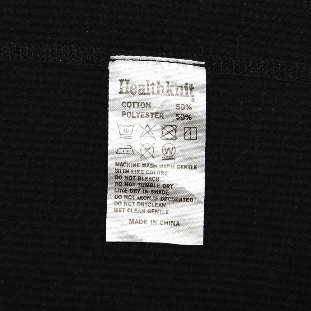 Healthknit Black Waffle Henley Shirt Size L