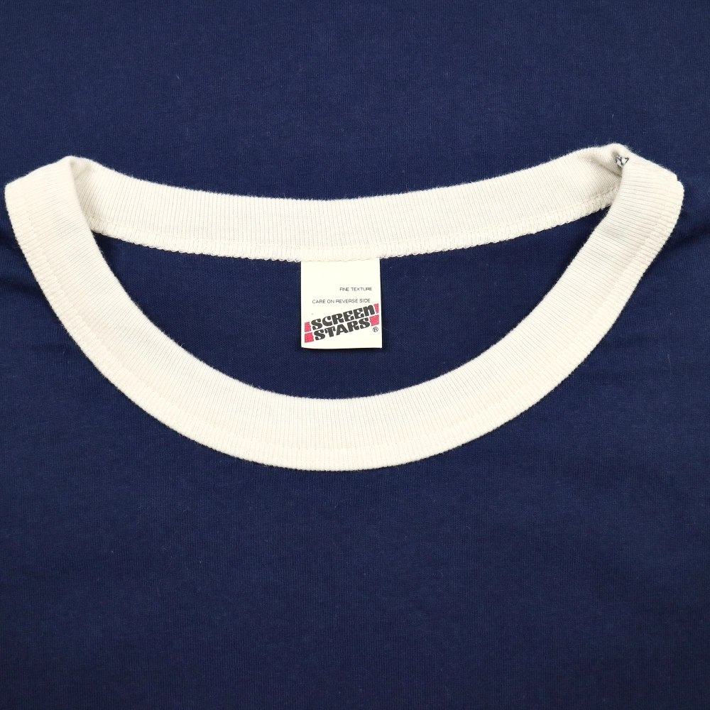 Screen Stars Ringer Tee Shirt Navy Size M