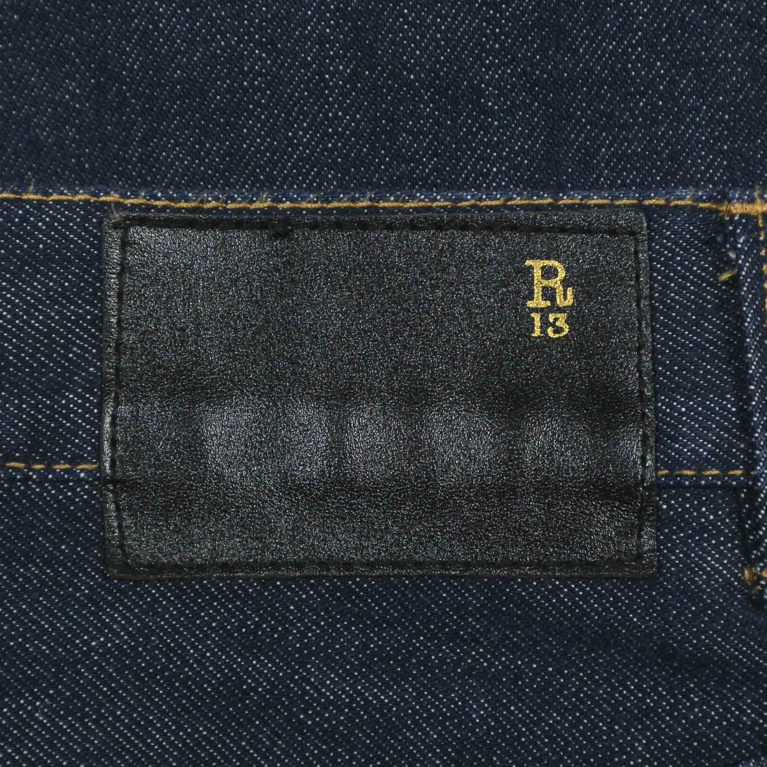 R13 Raw Indigo Selvedge Denim Jeans Size 30