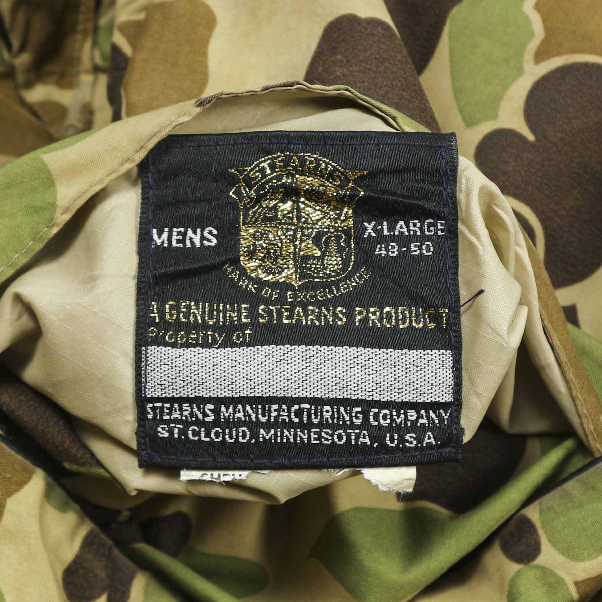 Vtg Stearns USA Duck Camo Downfill Hunting Jacket Size XL
