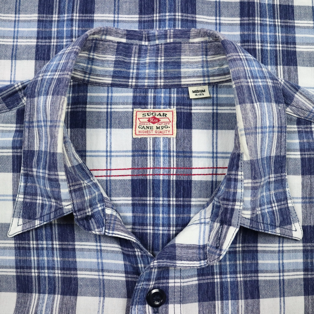 Sugar Cane Japan S/S Plaid Shirt Size M