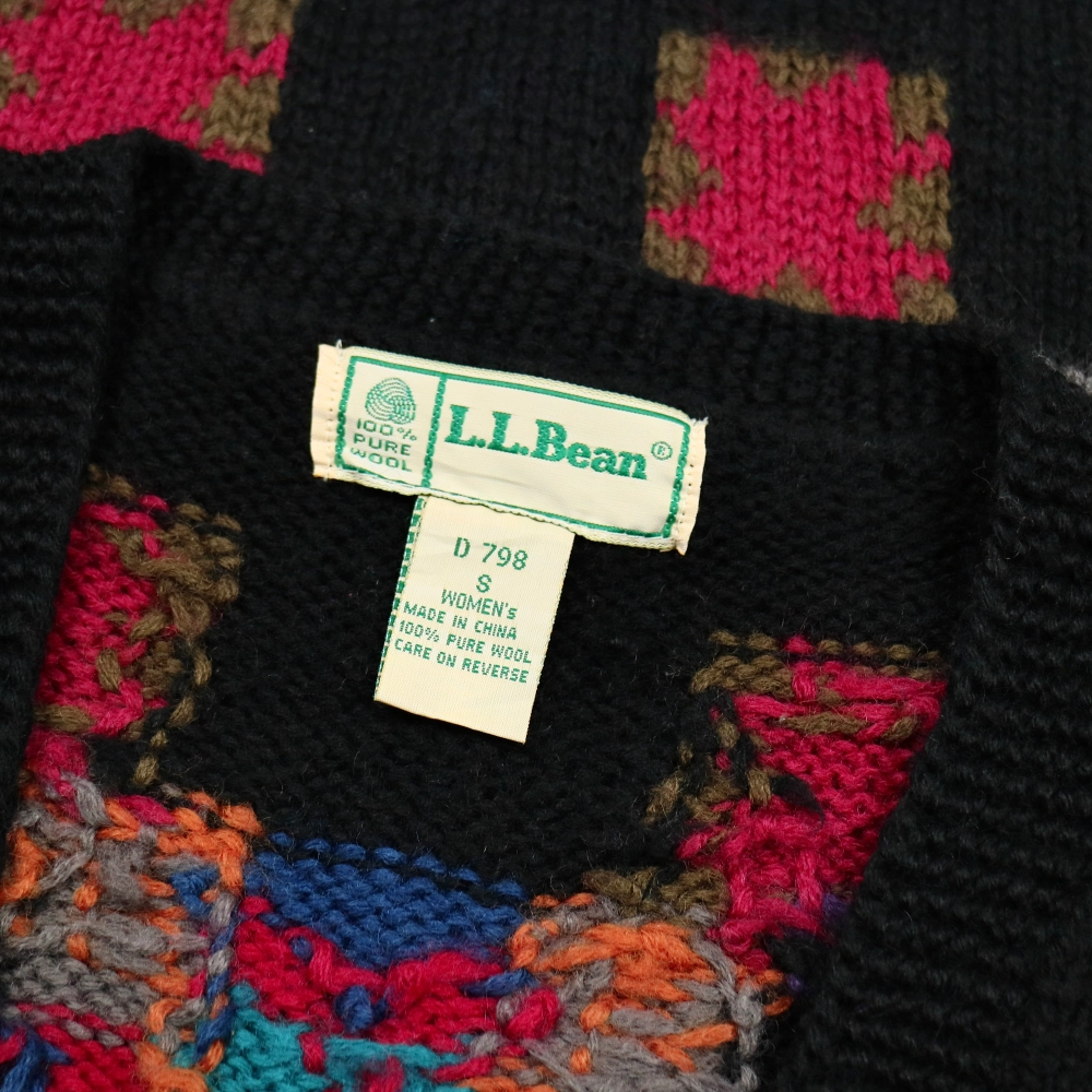 Vtg 80s L.L.Bean Wool Knit Cardigan Women Size S