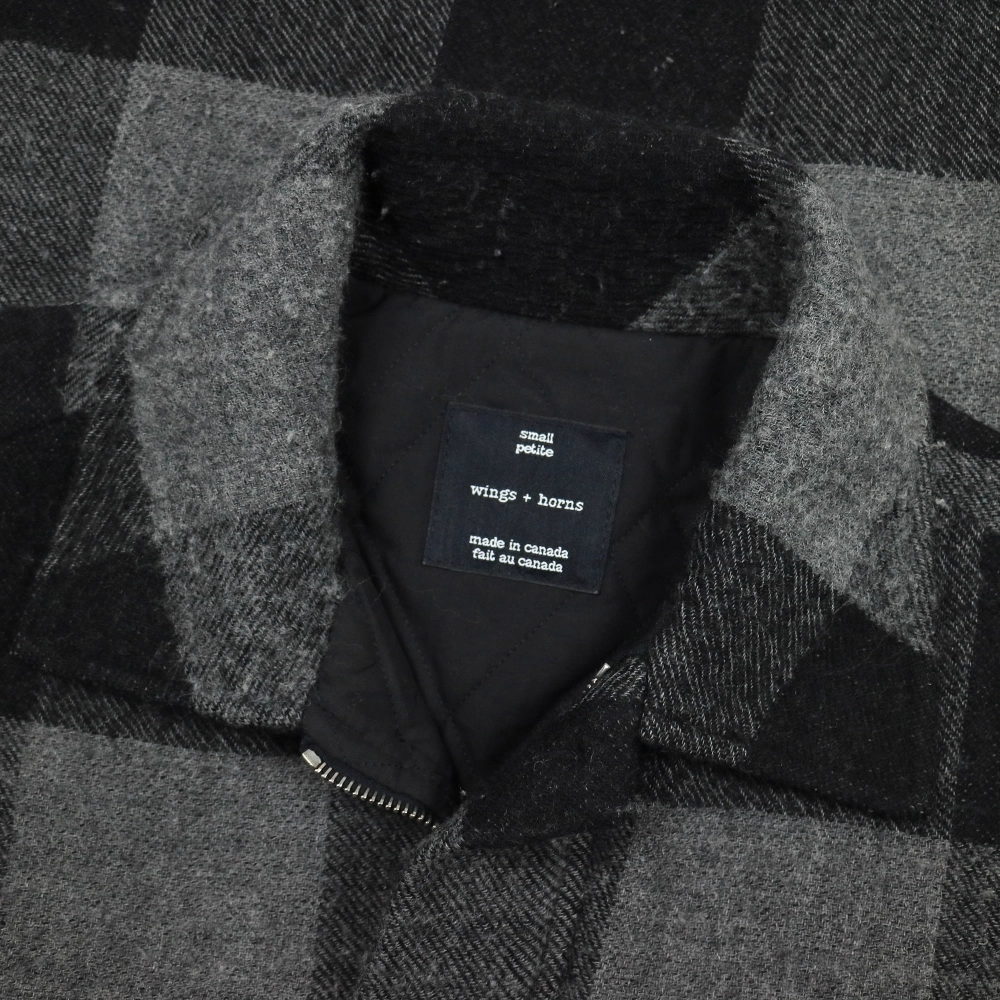 wings + horns Canada Buffalo Check Wool Jacket Size S