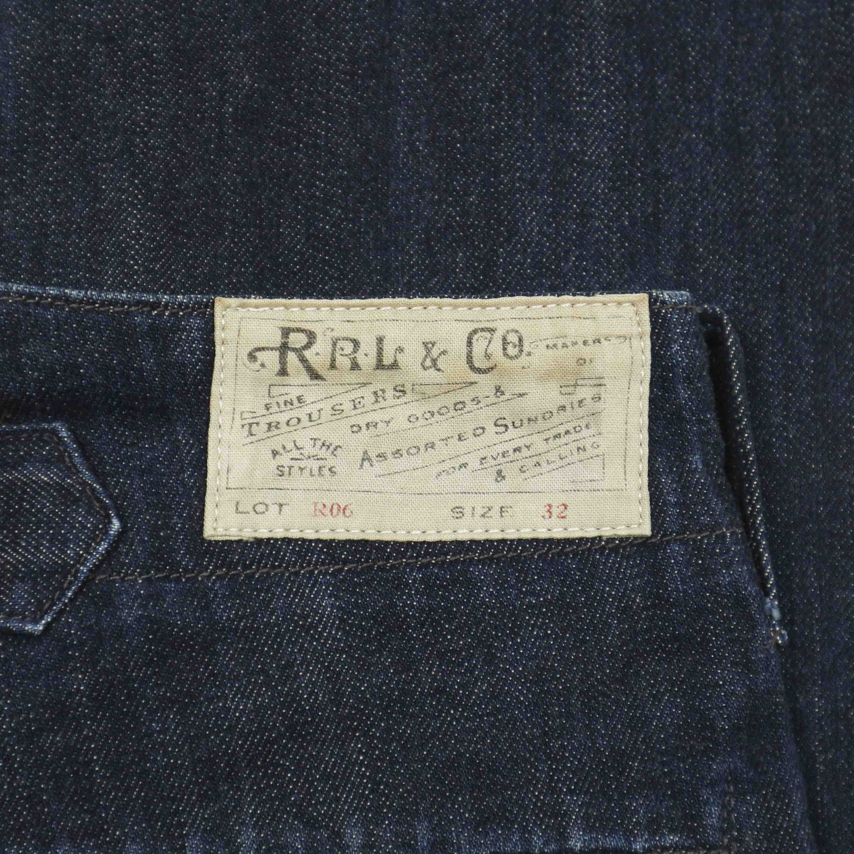 Double RL RRL Buckle Back Selvedge Denim Pants Size 32