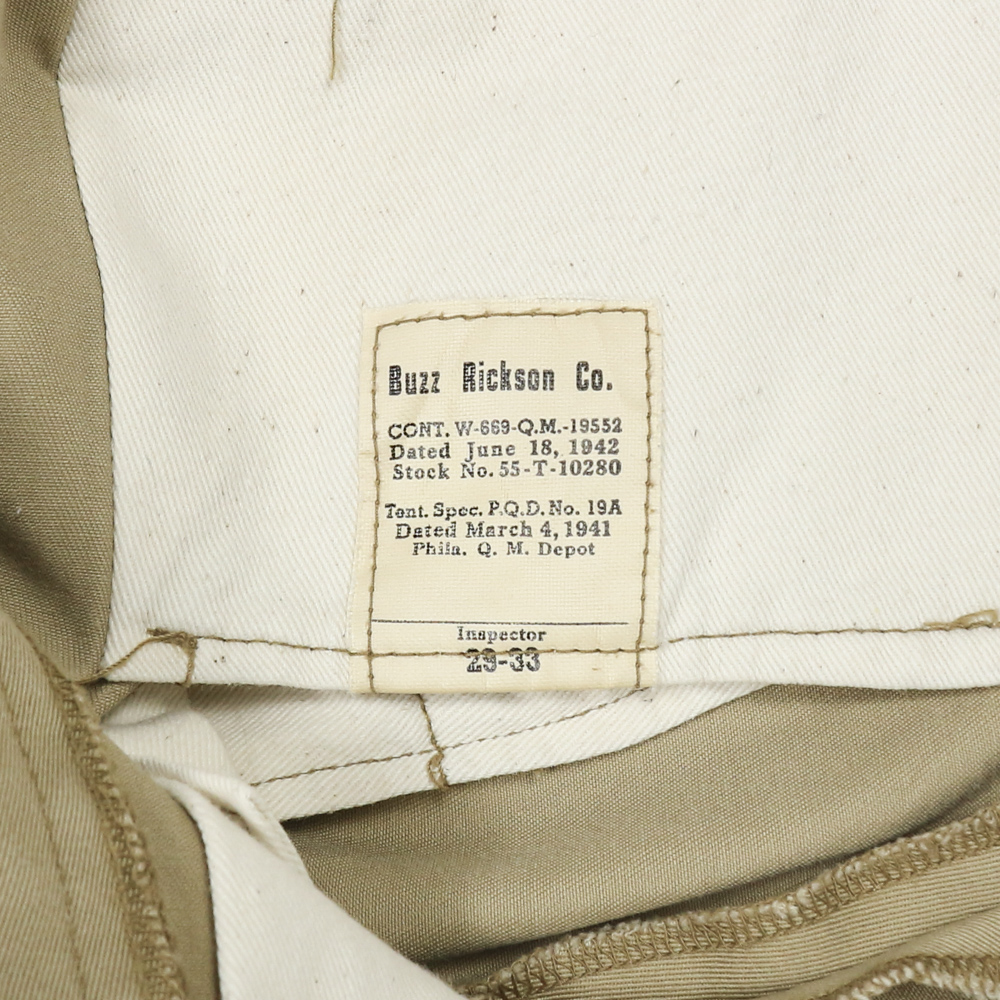 Buzz Rickson’s Type Military Khaki Trousers Size 27