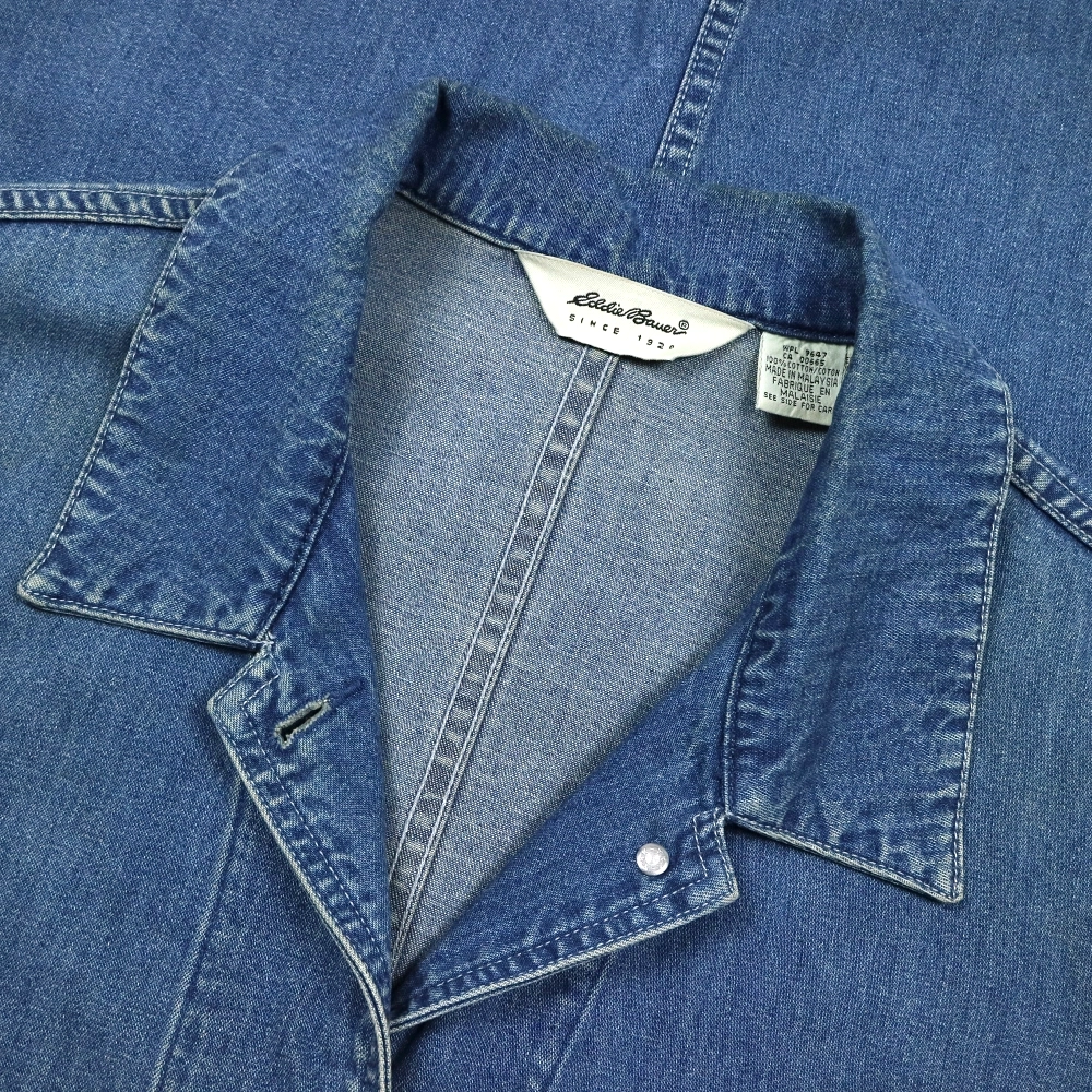 2000s Eddie Bauer Denim Chore Jacket Women Size L