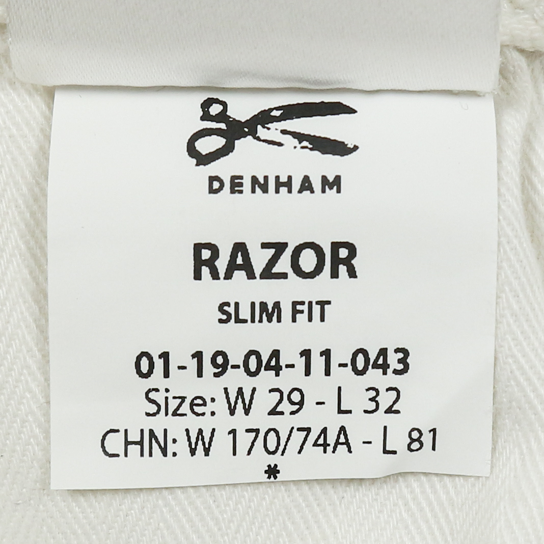 Denham Razor Slim White Denim Jeans Size 29