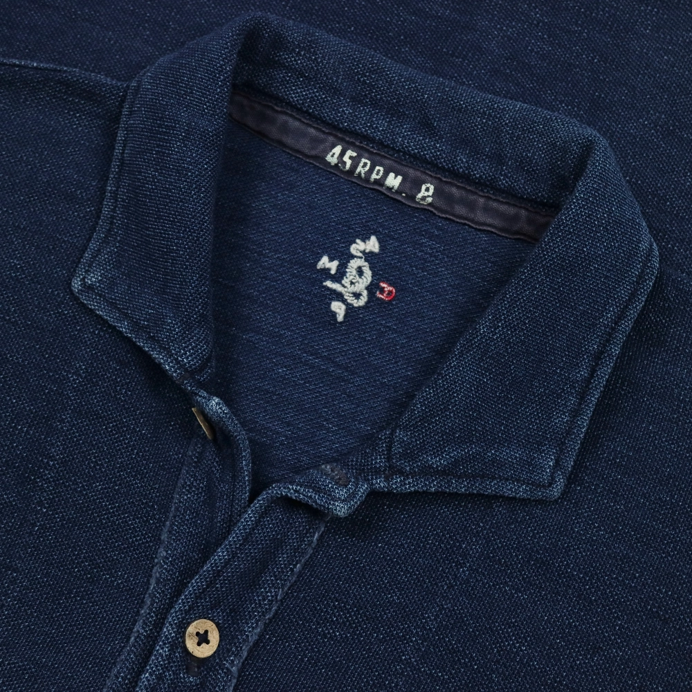45rpm 45R Japan Indigo Polo Shirt Size XS