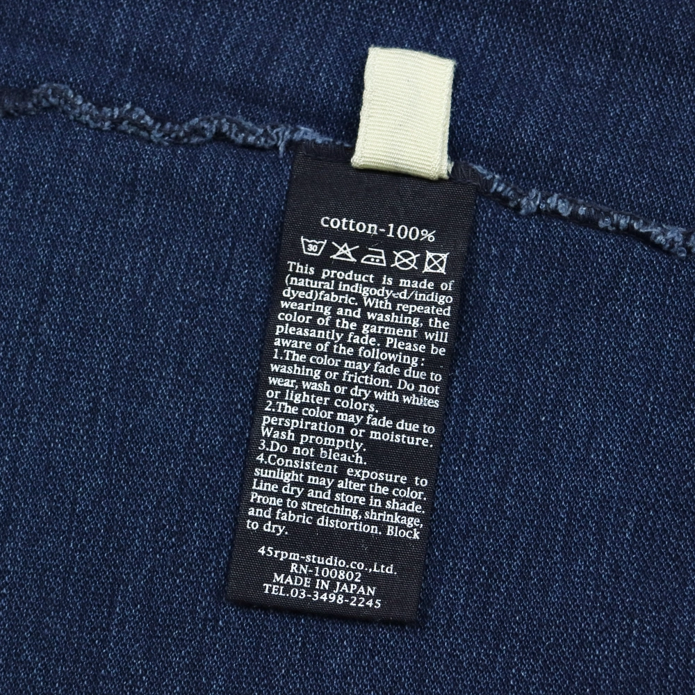 45rpm 45R Japan Indigo Polo Shirt Size XS