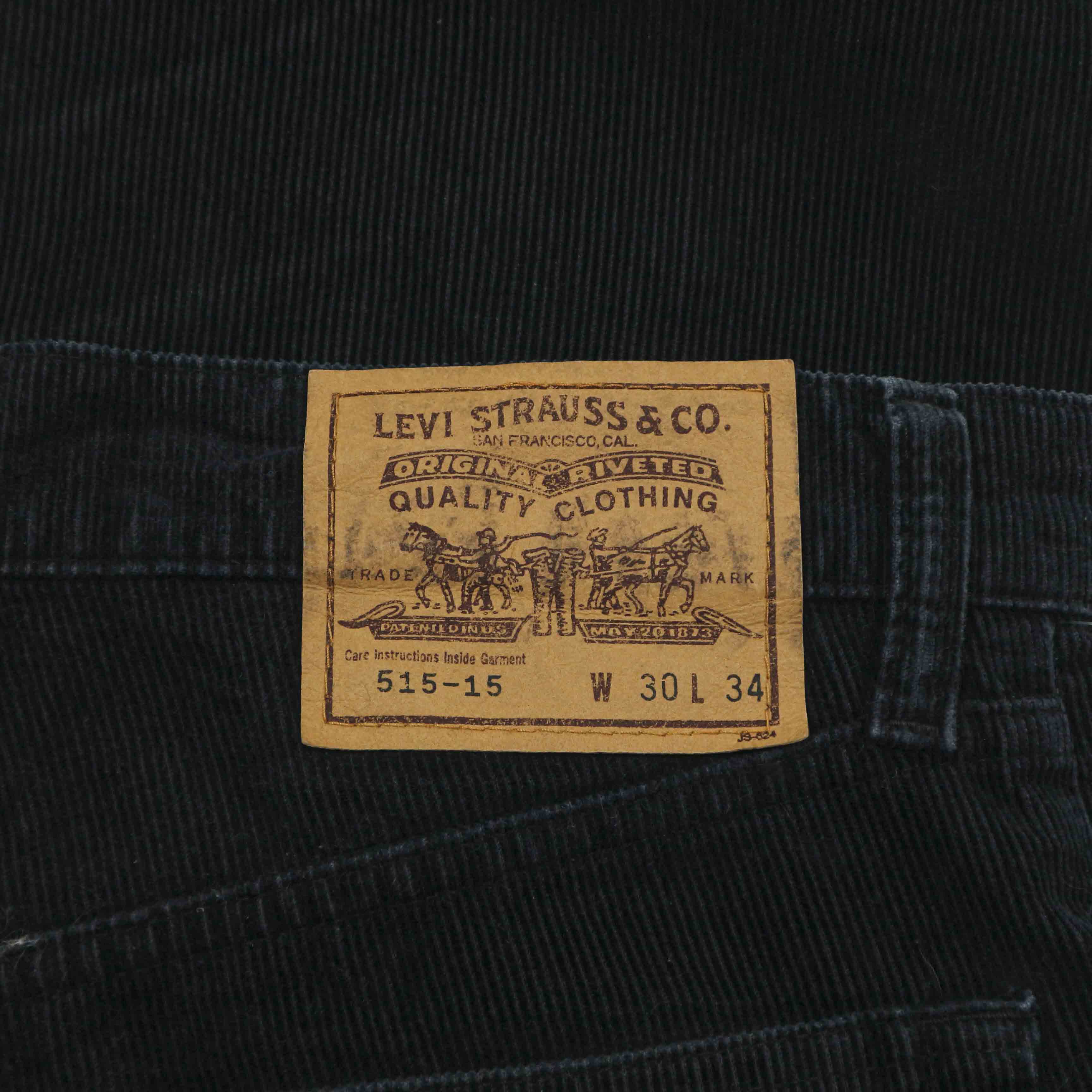 90s Levi's 515 Japan Black Corduroy Jeans Size 28