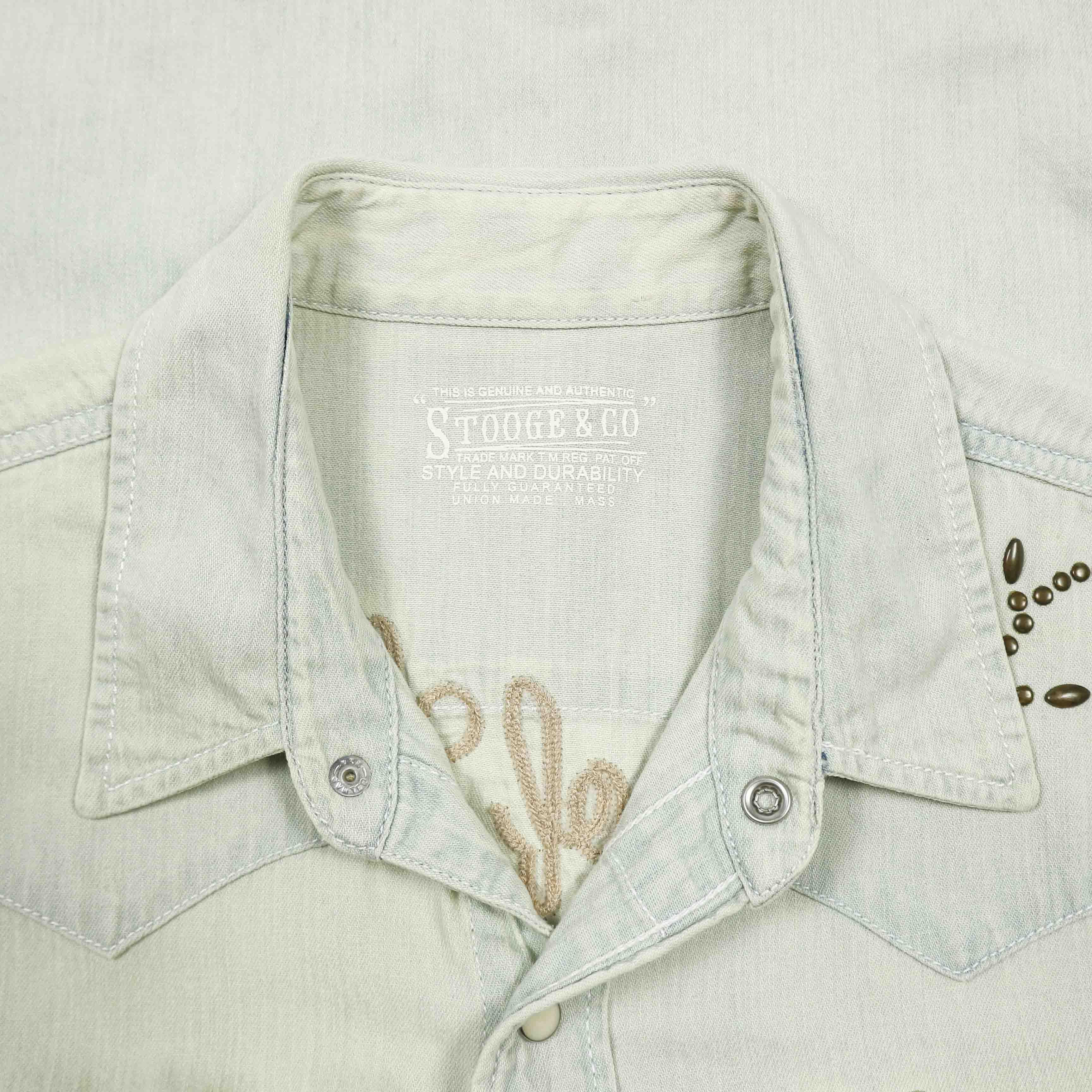 Stooge & Co Short-sleeve Denim Western Shirt Size S