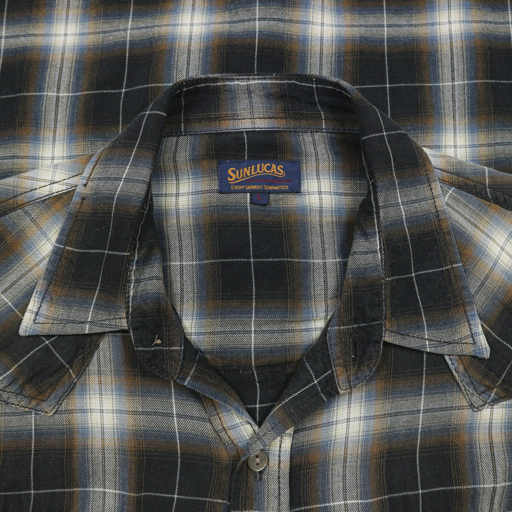 Sun Lucas Plaid Western Shirt Size L