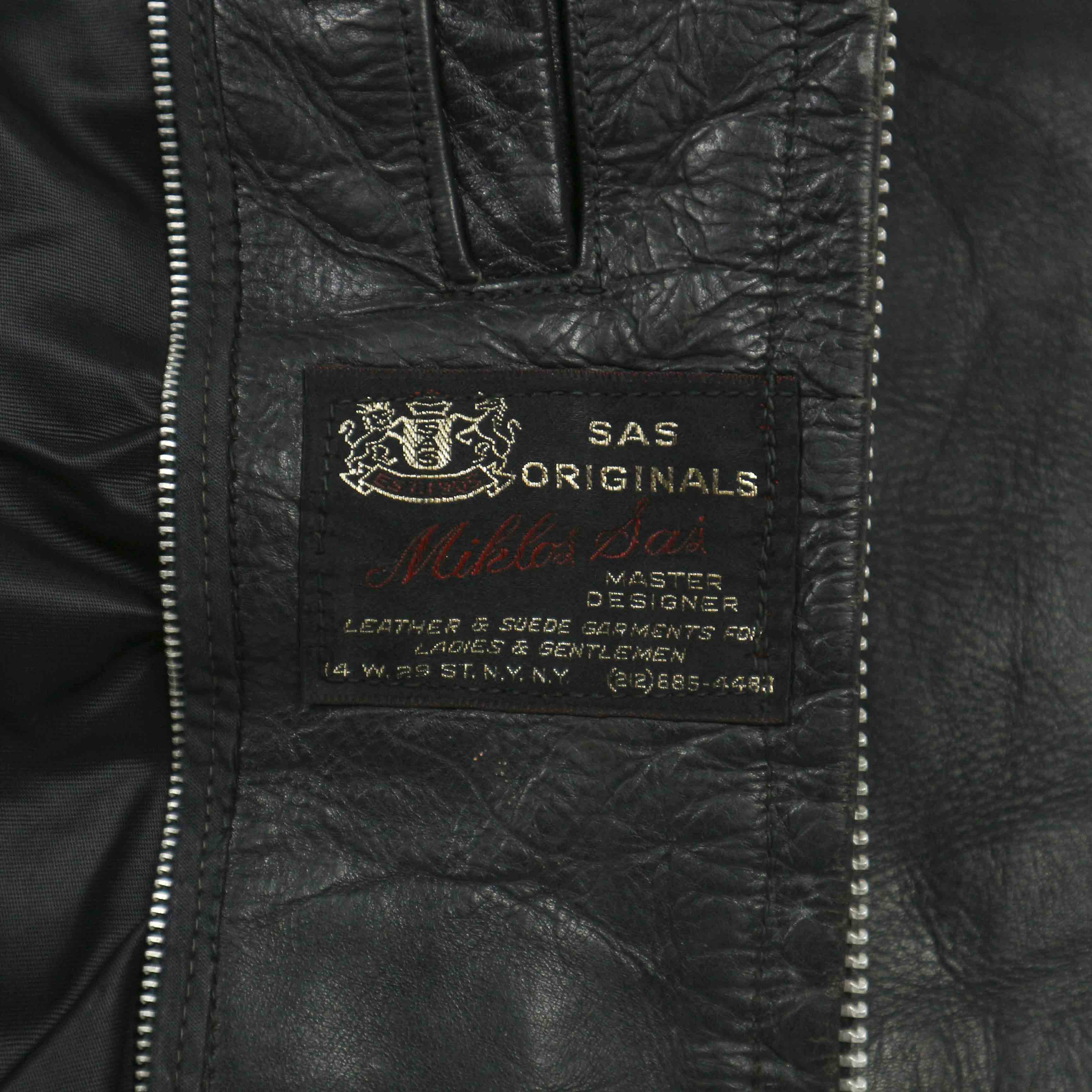 Vintage Miklos Sas NYPD Officer Leather Jacket Size L