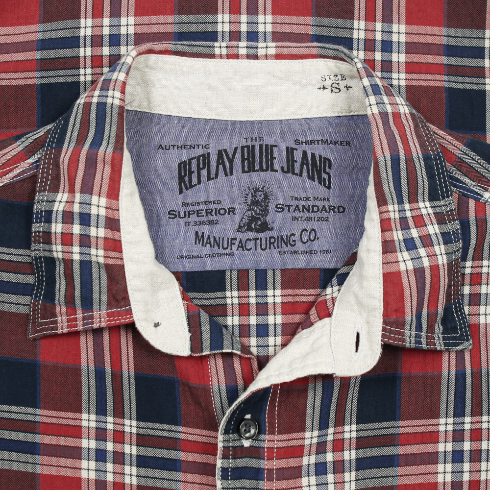 Replay Brand Herringbone Plaid Shirt Size S