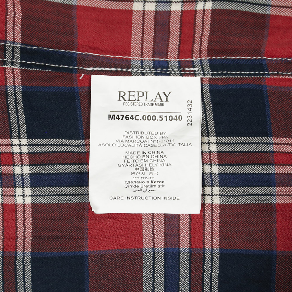 Replay Brand Herringbone Plaid Shirt Size S