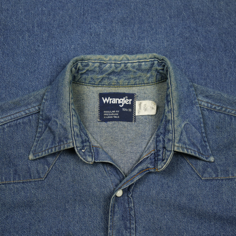 90s Wrangler Made in USA Denim Western Shirt Size M