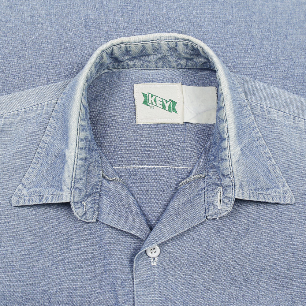 80s Key Vintage Chambray S/S Shirt Size L