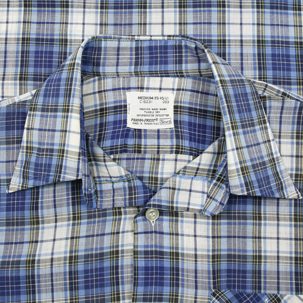 80s Sears Vintage Short-sleeve Plaid Shirt Size M