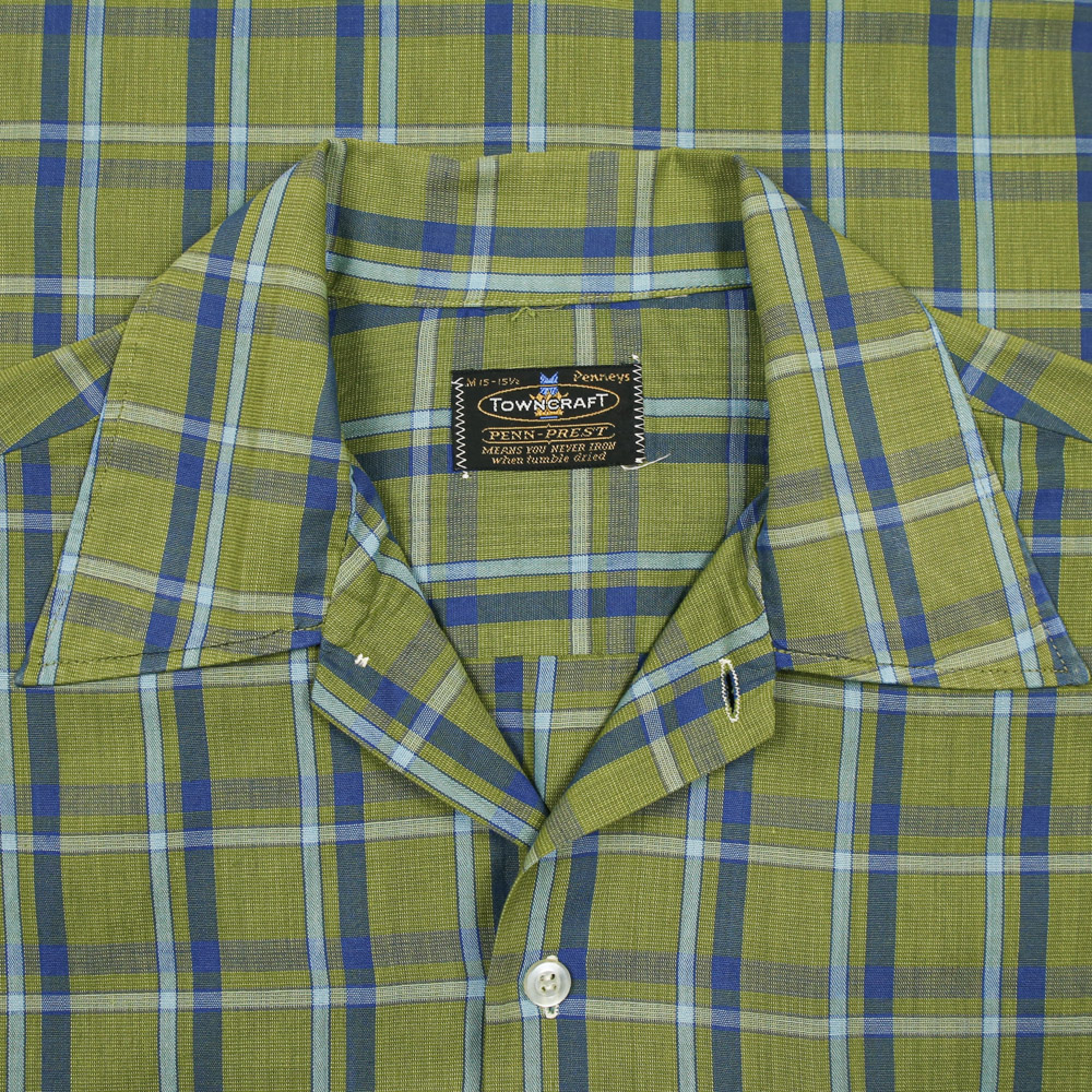 Vtg 60s Penneys Towncraft Plaid Shirt Size M