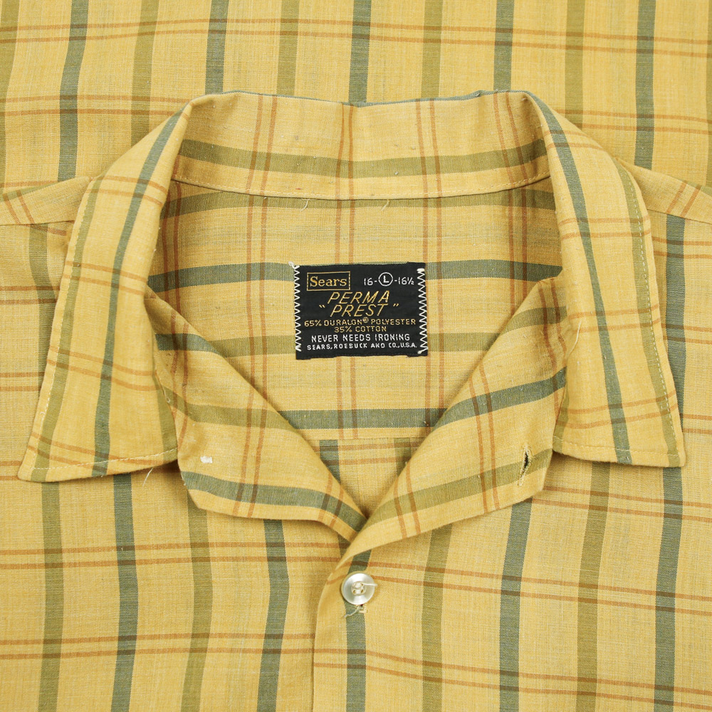 60s Vintage Sears Perma Prest Plaid Shirt Size L