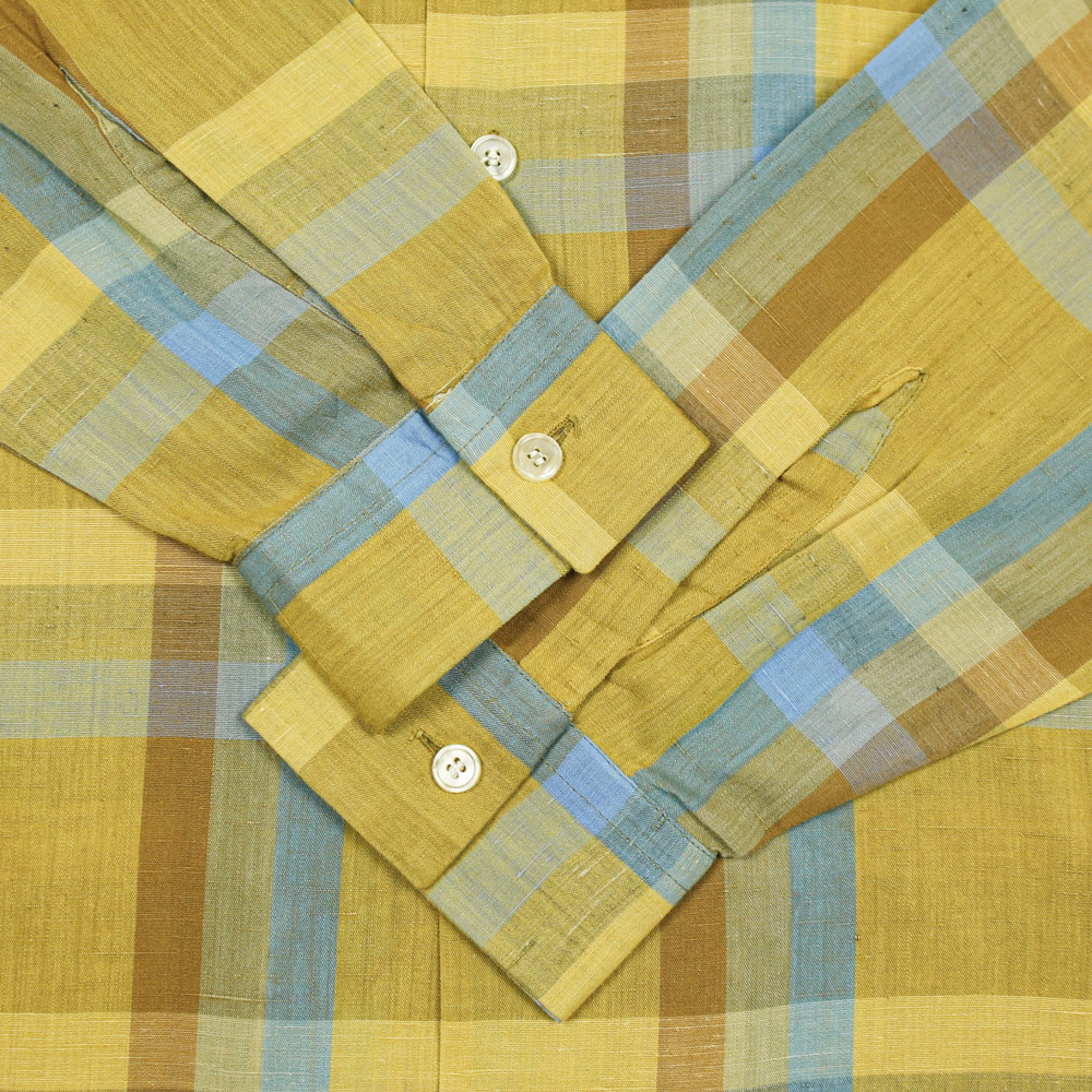60s Vintage Donegal Loop Collar Plaid Shirt Size M