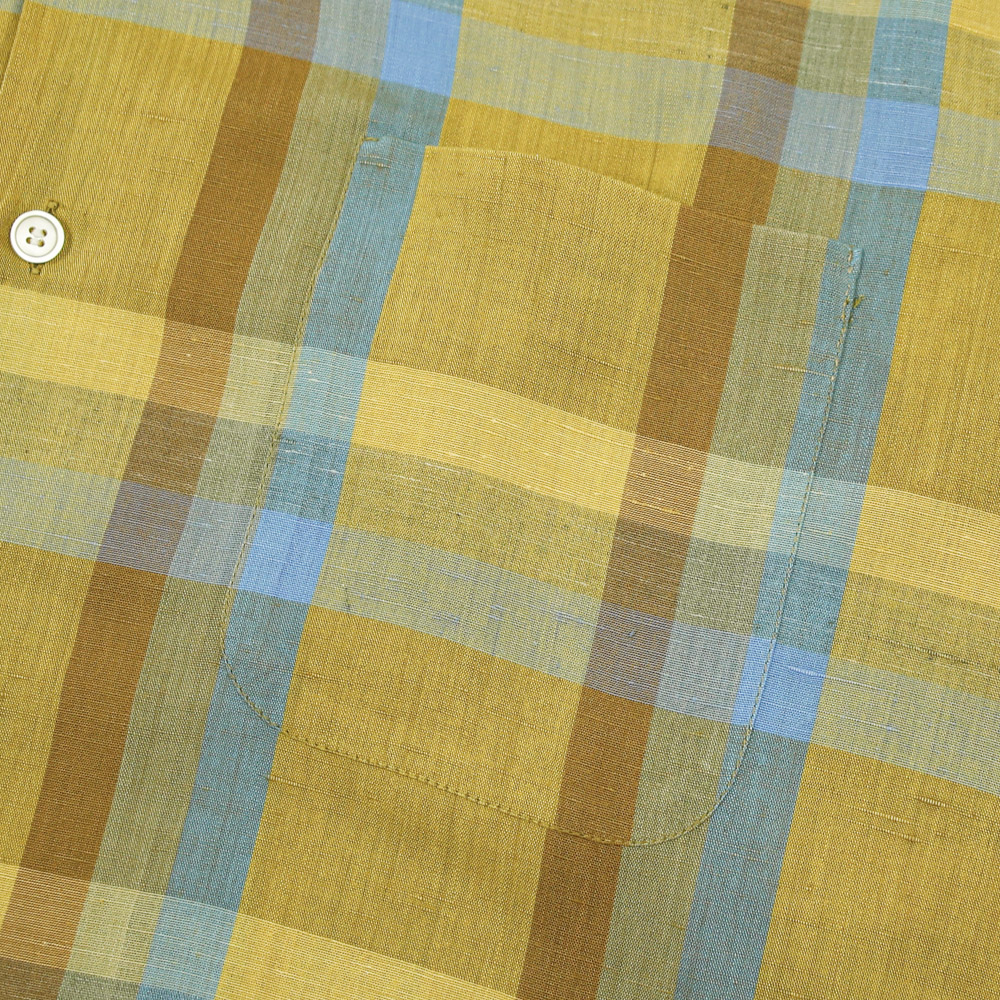 60s Vintage Donegal Loop Collar Plaid Shirt Size M