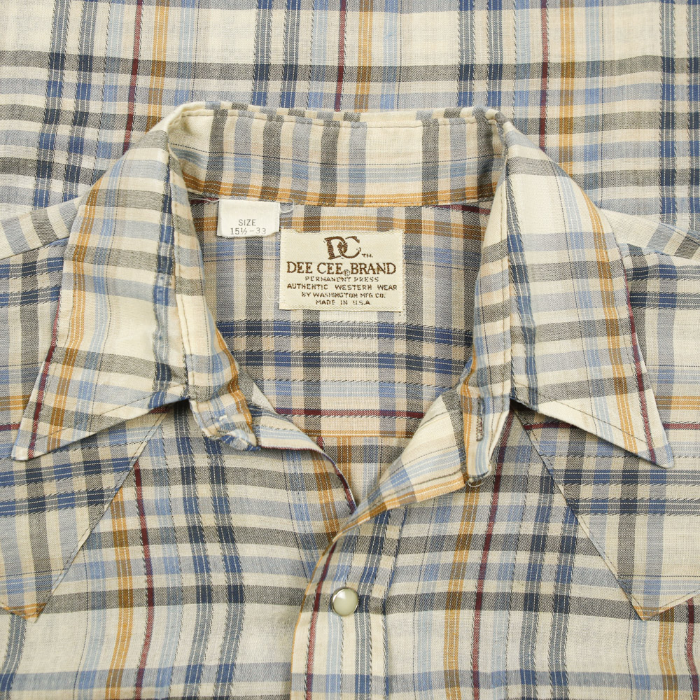 70s Vintage Dee Cee USA Plaid Western Shirt Size M
