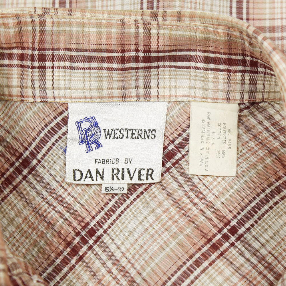80s Dan River Brand Plaid Western Shirt Size M