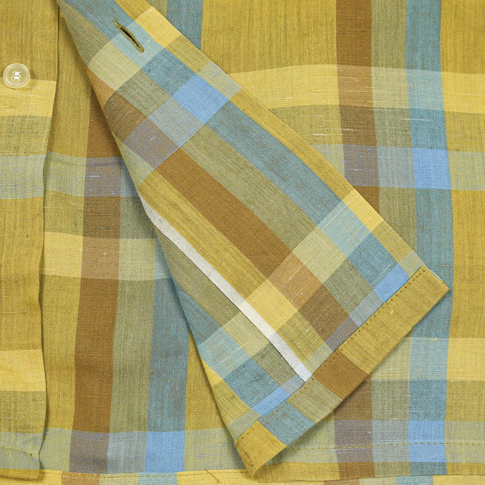 60s Vintage Donegal Loop Collar Plaid Shirt Size M